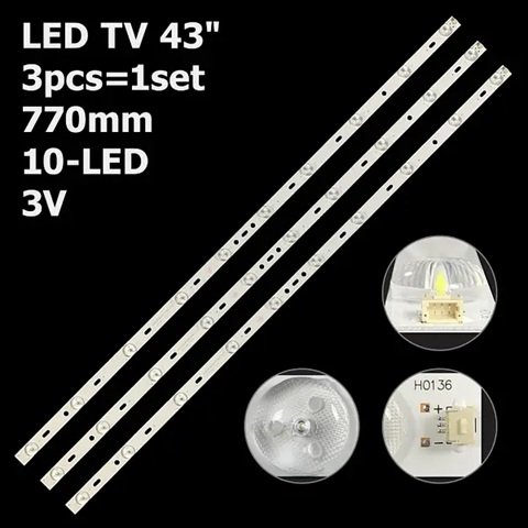 39 Inch LED TV Backlight Strip 10LED 3PCS 2.5V 760MM JS-LB-D-JP3920-052DBAD